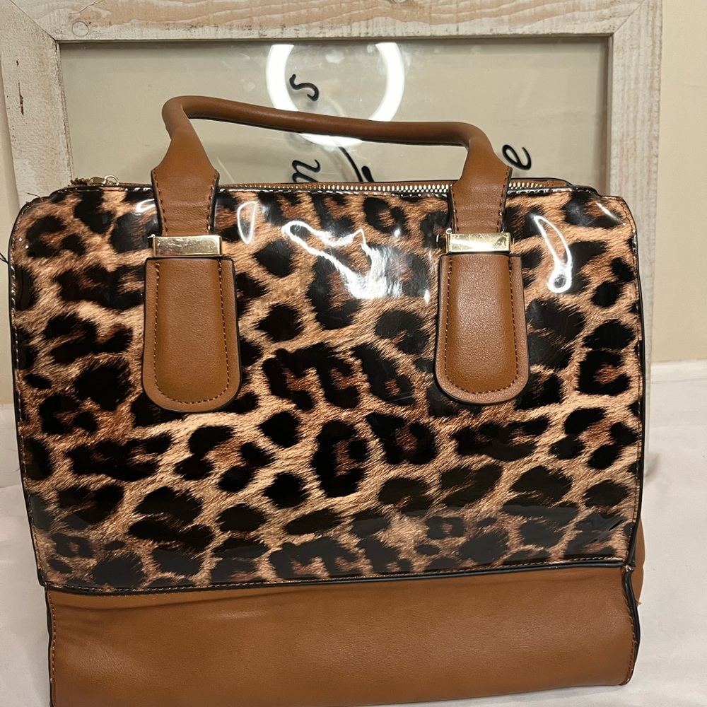 Leopard Print Tote Bag - Brown